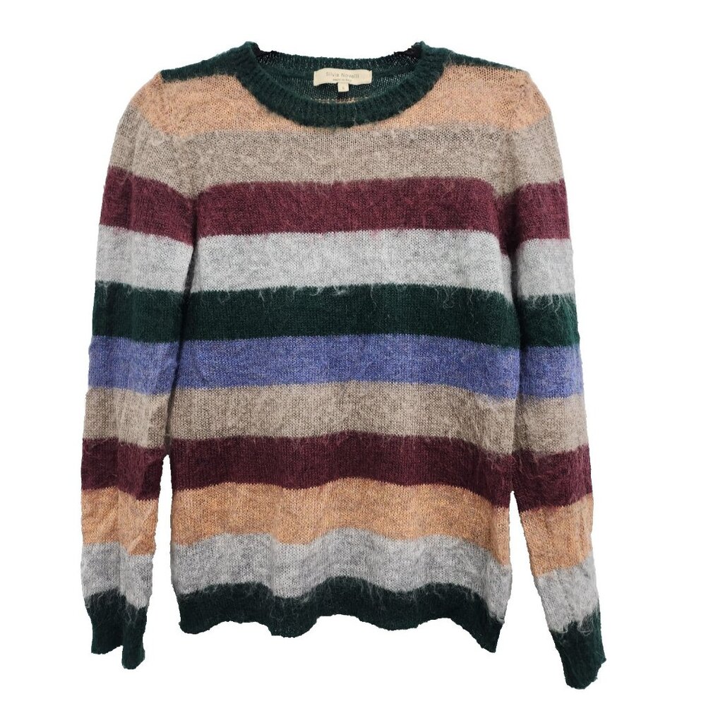 Silvia Novelli Sweater Womens Size Small‎ Striped Mohair Blend Pullover Timeless